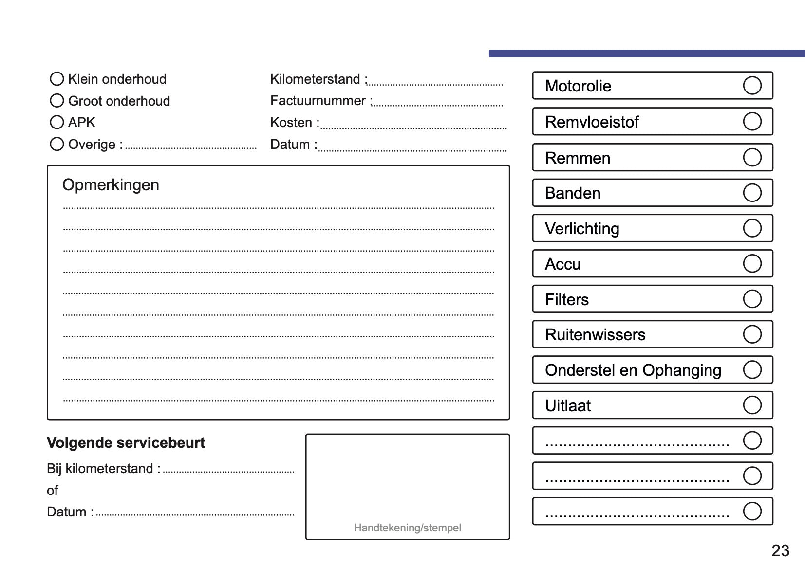 Fiat Onderhoudsboekje | Nederlands