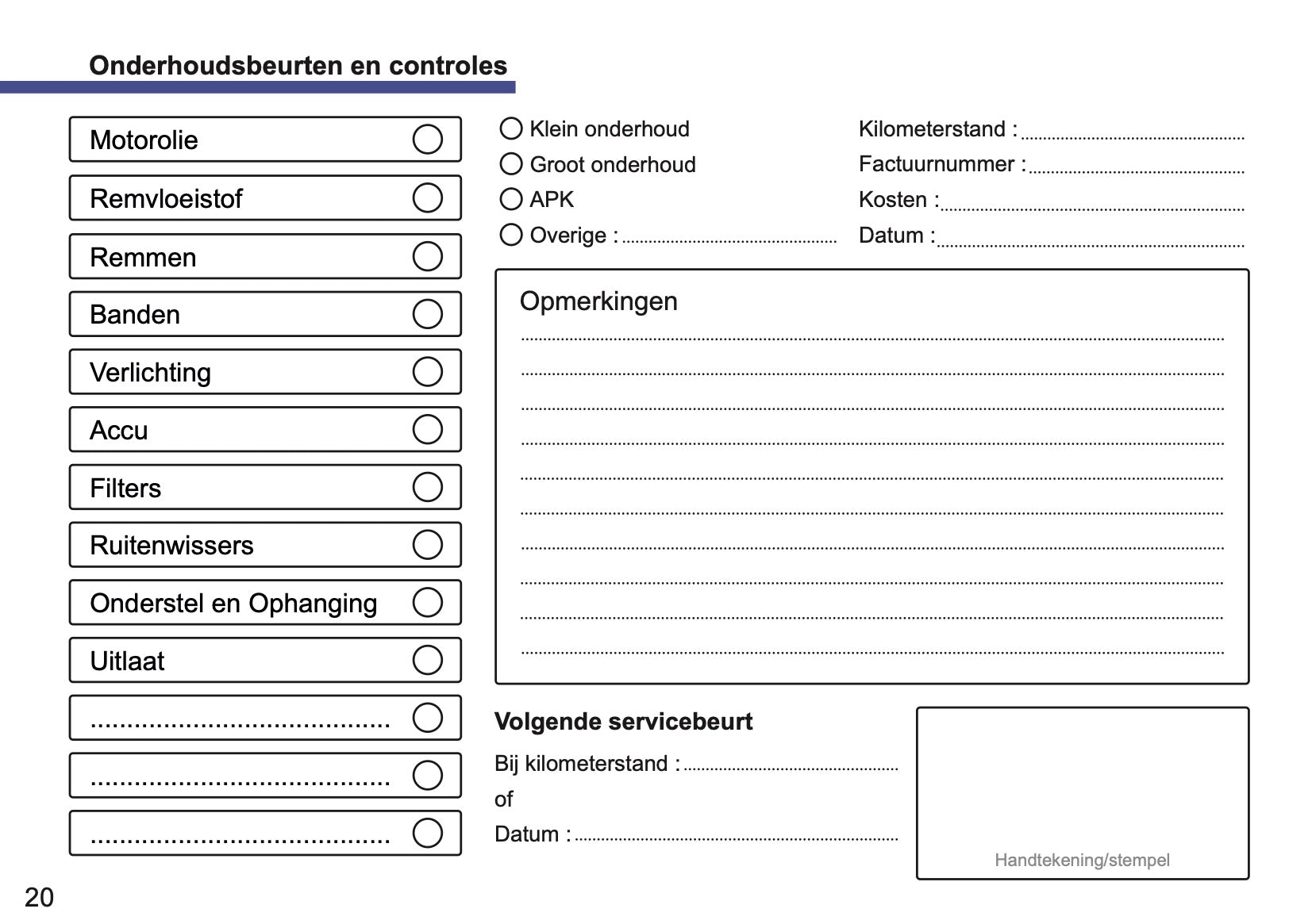 Volkswagen Onderhoudsboekje | Nederlands